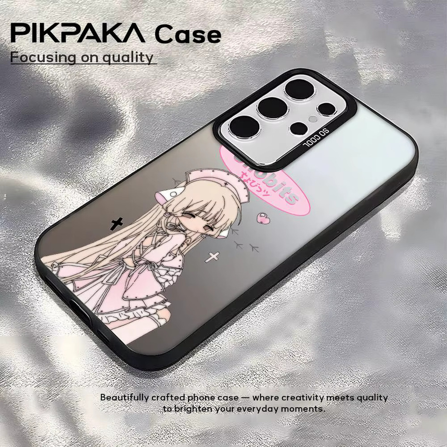 C-Chobits Cute Anime Handyhülle aus Silikon für Samsung Galaxy S25 Edge S24 S23 S22 S21 S20 Ultra in Silber und Mehrfarbig - Bild 3