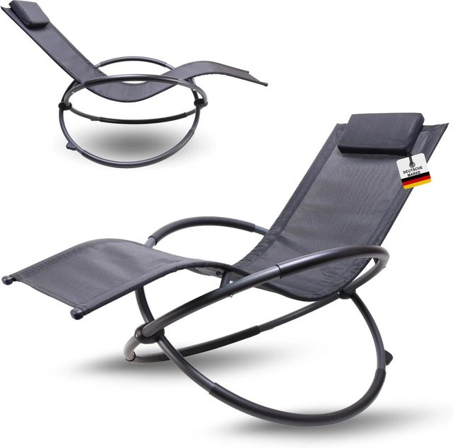 Albatros Premium Gartenliege X FORM in Schwarz mit Textilene-Bezug und verstellbarer Kopfstütze, ergonomische Form, belastbar bis 160 kg - Bild 1