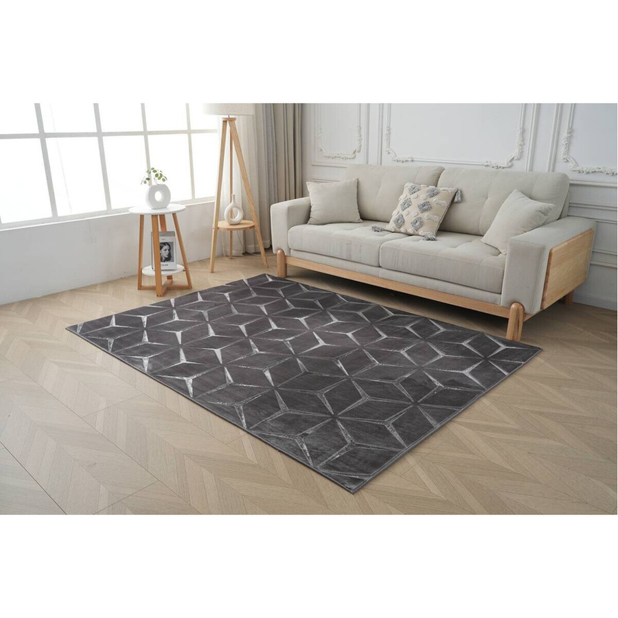 Kayoom Teppich Calma in Anthrazit mit geometrischem Design, modern und pflegeleicht, Breite: 80 cm, Länge: 150 cm - Bild 4