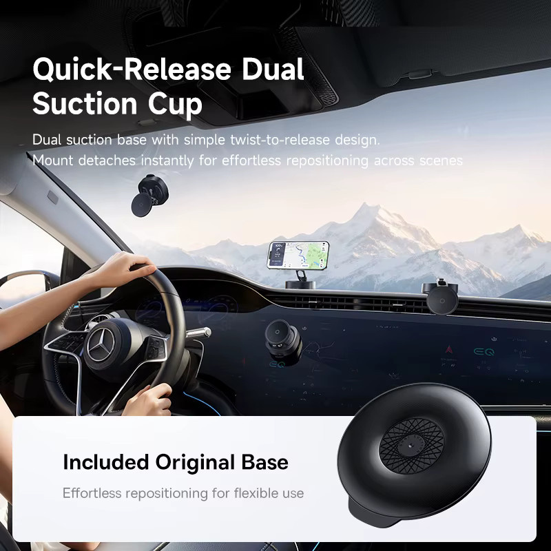 Baseus Magnetische Auto-Handyhalterung mit Saugnapf und Vakuum-Funktion in Schwarz für iPhone und iOS-Geräte - Bild 6