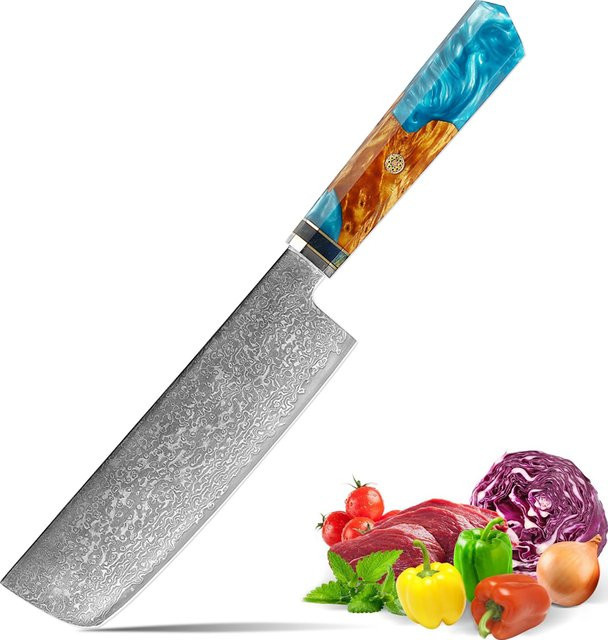 Xituo Nakiri-Messer aus Damaststahl, 17,78 cm professionelles japanisches Küchenmesser für Fleisch und Gemüse in Multicolour - Bild 1