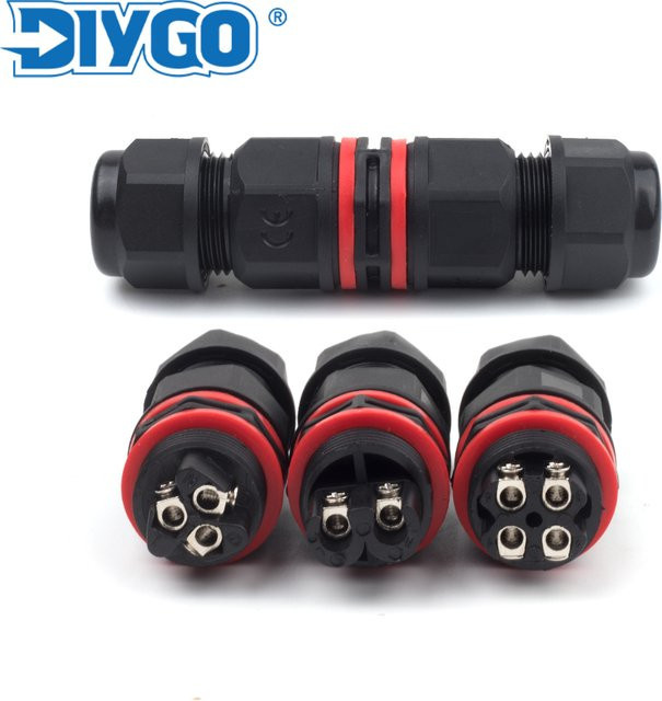 DIY GO Elektrischer wasserdichter Kabelsteckverbinder IP68 für Außenbereich, i-Typ Baugruppe, Schwarz, für Kabel 6-10mm - Bild 1