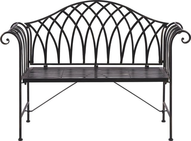 Beliani Gartenbank aus Metall in Schwarz im Retro-Design, B/T/H: 130 x 45 x 94 cm - Bild 1