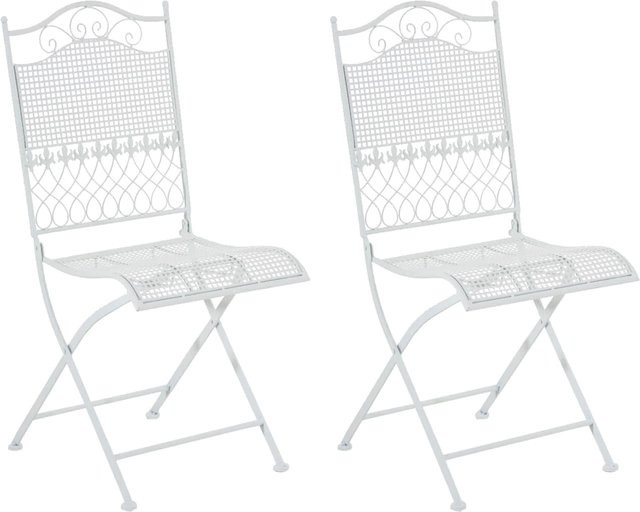 CLP 2er Set klappbare Gartenstühle Kiran aus Eisen im Jugendstil mit Gittermuster - Bild 1