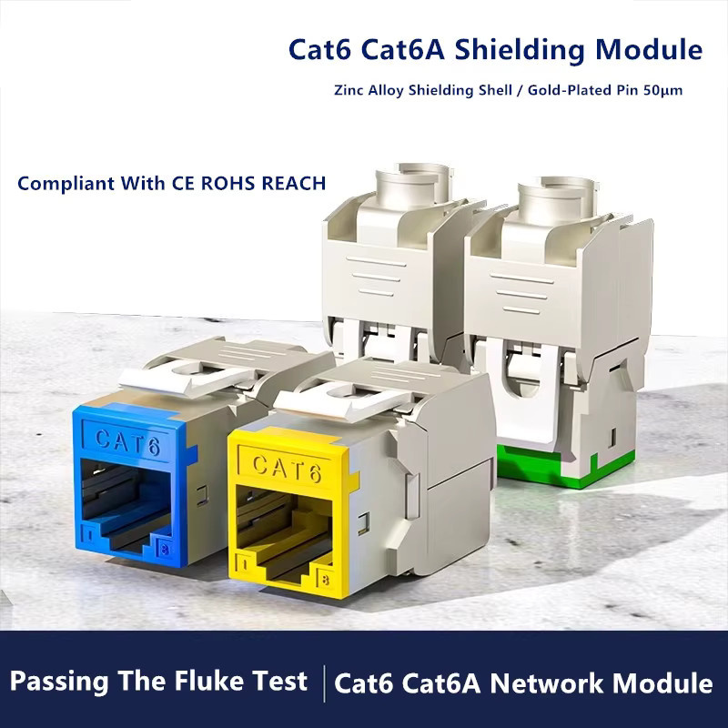 HEDANP CAT6A RJ45 Keystone Jack Set, 6 Stück, Werkzeuglose Netzwerk-Module für Ethernet/LAN, Farbe: Rot - Bild 4