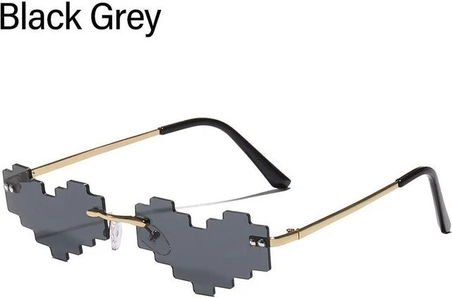 Mosaik-Herz Brille, Unisex, randlos, hexagonal, Metall, schwarz - Bild 1