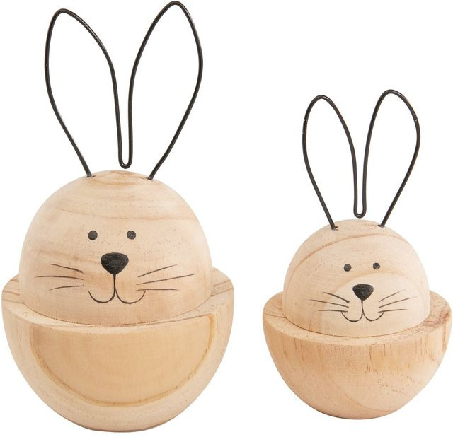 VBS Holz-Hasen Mopsy und Flopsy aus Kiefernholz in Beige für Ostern und Frühjahr, Höhe: 15,0 cm, Breite: 6,5 cm, Tiefe: 2,0 cm - Bild 1