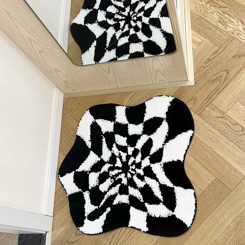 LAKEA Handgetufteter Teppich mit abstraktem 3D-Illusion Design in Schwarz-Weiß - Bild 3