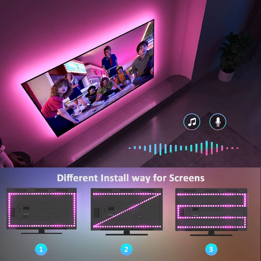 CENFAYA RGB LED Streifen mit Apple HomeKit und WiFi zur TV Hintergrundbeleuchtung, dimmbar via Siri Sprachsteuerung, USB Anschluss, Multicolour - Bild 4