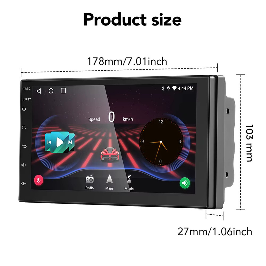 Gearelec Android 13 Autoradio mit 7 Zoll Display, 2 Din Multimedia-Videoplayer mit WLAN, GPS-Navigation, Carplay und Android Auto in Schwarz - Bild 8