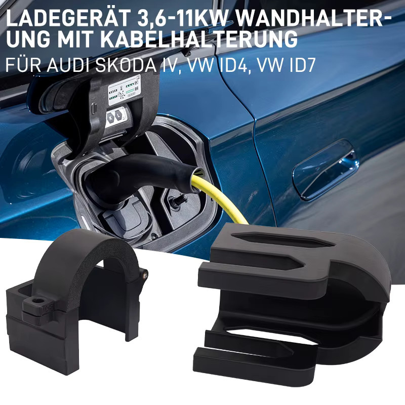 Wandhalterung mit Kabelhalterung für Ladegeräte 3,6–11 kW in Schwarz für Audi, Skoda iV sowie VW ID.4 und ID.7 - Bild 3