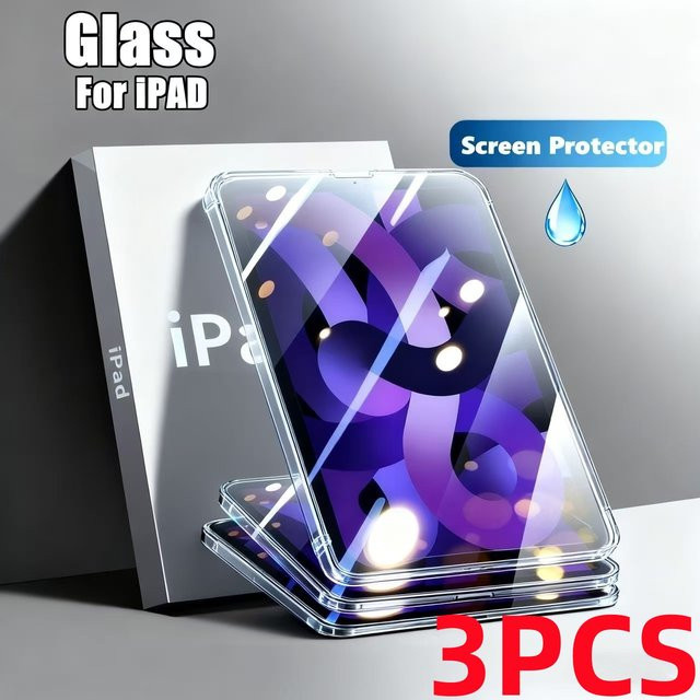 3er-Pack Displayschutzfolie aus gehärtetem Glas für Apple iPad Pro, Air und Mini in Transparent - Bild 1
