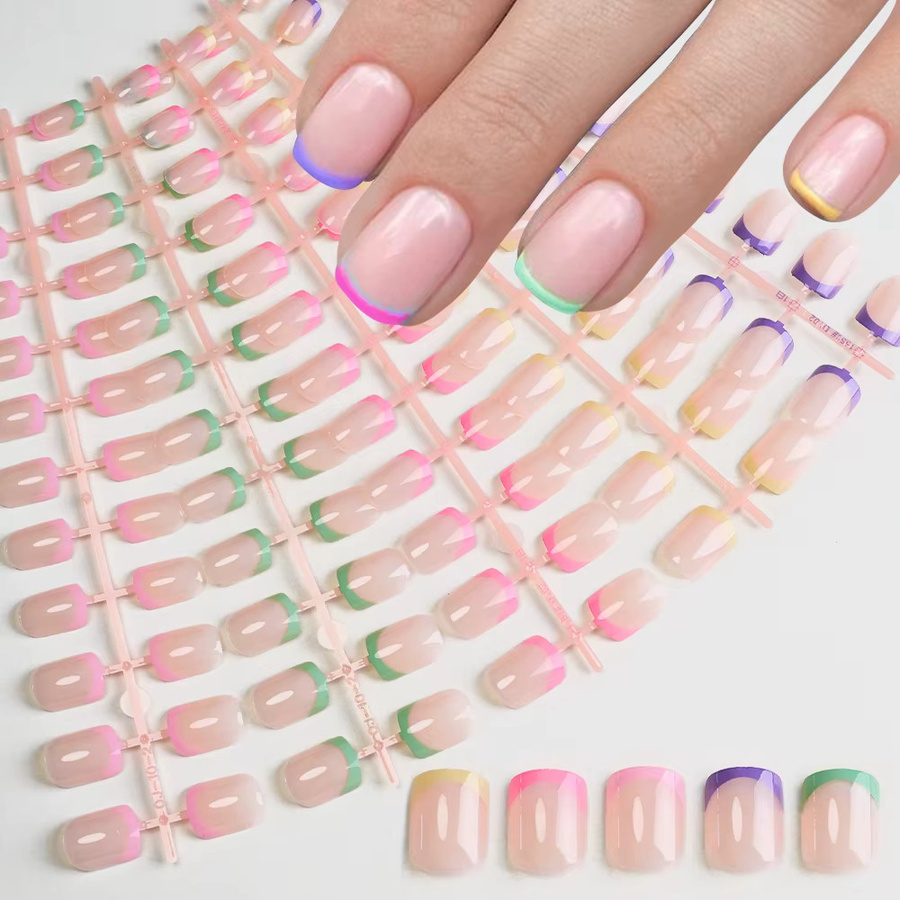 HotPress Press-On-Nagelset, lila rosa Ombre, Glänzend, Gel, 120 Stück - Bild 2