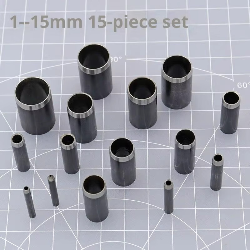 Rundes Locher-Set 1–15 mm, Hohlstanzer-Werkzeug für Lederarbeiten in Schwarz mit Aufbewahrungskoffer - Bild 2