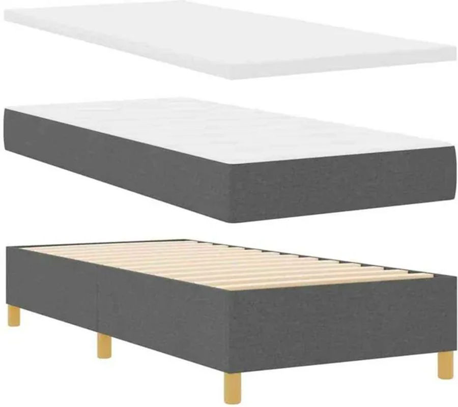 vidaXL Boxspringbett mit Matratze in Anthrazit Grau, Modernes Design aus Stoff und Holzwerkstoff, B/T/H: 80 x 200 x 90 cm - Bild 1