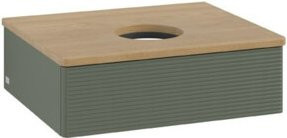 V&B Waschtischunterschrank Antao mit Frontstruktur in Eiche Honig und Grau Grün B/T/H: 60 x 50 x 19 cm - Bild 1