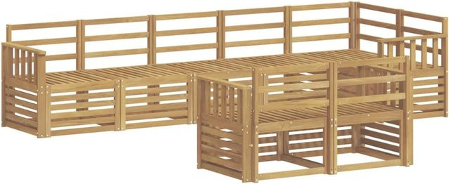 vidaXL Outdoor-Sofagarnitur 8-teilig in Weiß aus Akazienholz im L-Shape mit Latten-Design, B/T/H: 306 x 128,5 x 73 cm - Bild 1