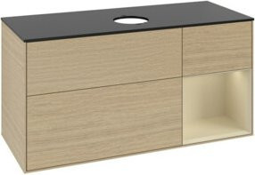 V&B Waschtischunterschrank Finion in Eichenoptik und Silbergrau lackiert, Breite: 120 cm, Tiefe: 50,1 cm, Höhe: 50,1 cm - Bild 1