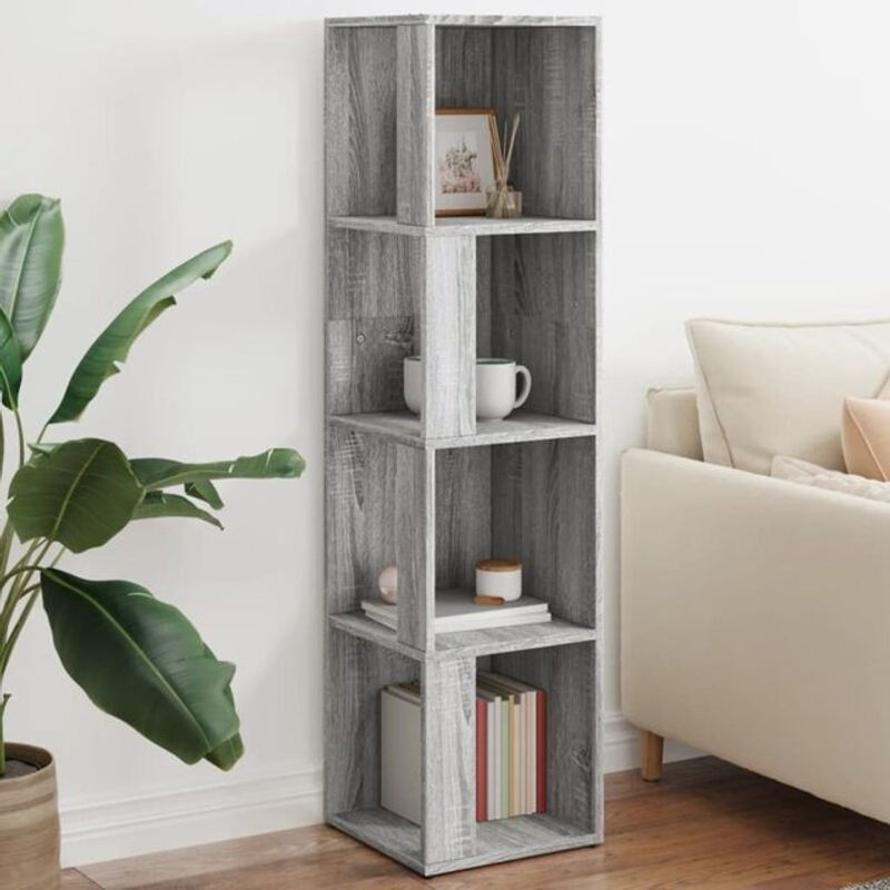 Eckregal Vidaxl in Grau Sonoma aus Holzwerkstoff, B/T/H: 33 x 33 x 132 cm - Bild 1