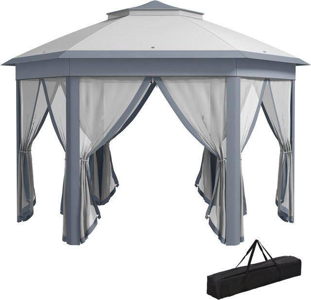Outsunny Gartenpavillon aus Polyester und Metall in Grau B/T/H: 400 x 400 x 285 cm - Bild 1