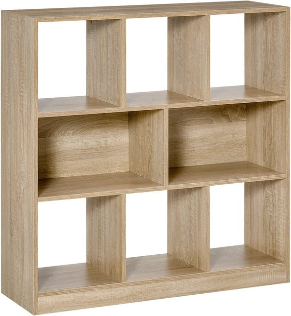 HOMCOM Bücherregal in Eiche Braun, 3-stöckig, modern, B/T/H: 97,5 x 30 x 100 cm - Bild 1