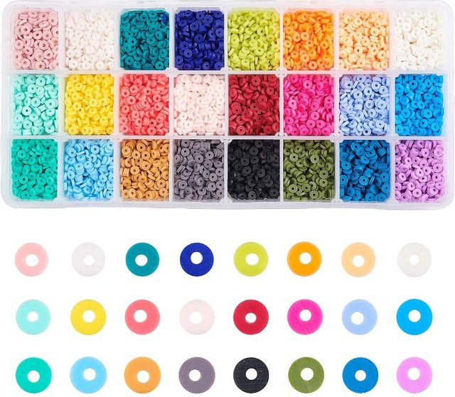 Heishi-Tonperlen, 4 mm, 24 Farben, Vinyl-Scheibenperlen, Polymer-Ton-Perlen - Bild 1