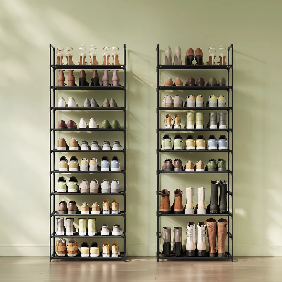 WOLTU Schuhregal mit Metallrahmen in Schwarz, modernes und platzsparendes Schuhaufbewahrungsorganisator für Wohnzimmer und Flur - Bild 4
