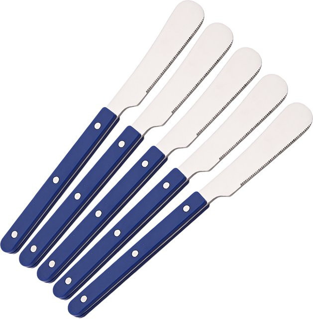 PINKTEN 5er Set Edelstahl Buttermesser Multifunktions-Küchenutensil für Butter, Käse und Marmelade in Pink und Silber - Bild 1