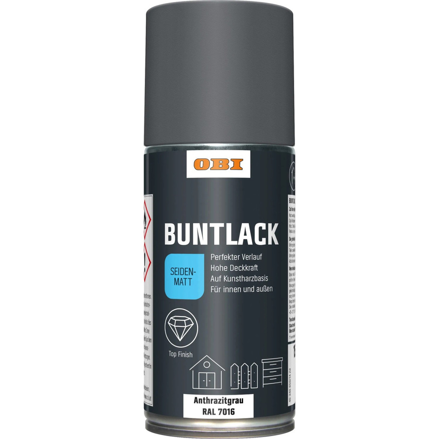 OBI Buntlack Spray Anthrazit RAL 7016 seidenmatt 150 ml - Bild 2