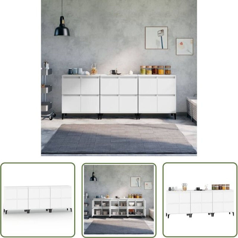 Set aus 3 Sideboards von Vidaxl in Weiß, modern und klassisch, aus Holzwerkstoff und Metall, B/T/H: 60 x 35 x 70 cm - Bild 1