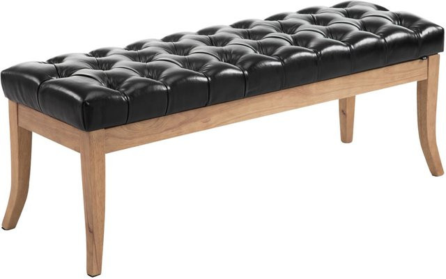 TPFLiving Sitzbank Romeo Chesterfield aus Kunstleder in Schwarz, Breite: 120 cm - Bild 1