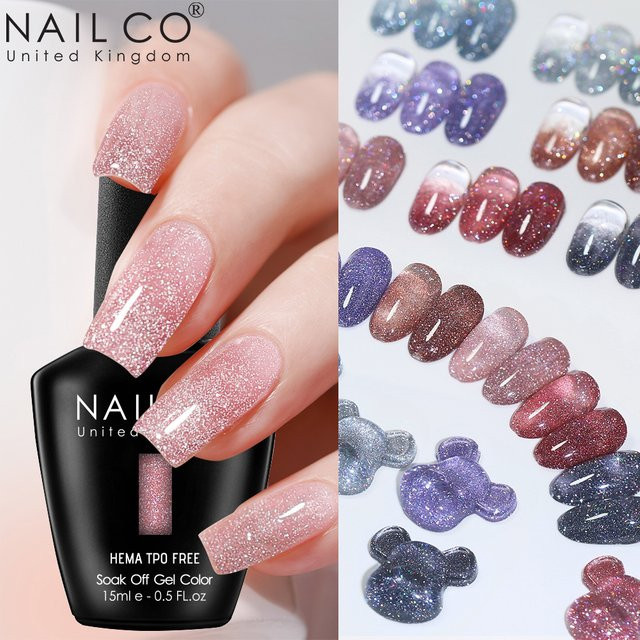 NAILCO Glitzer-Gel-Nagellack, 15 ml, dunkler Glitzer-Effekt, Hema/TPO-frei - Bild 1