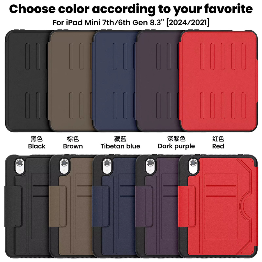 Smart Cover Tablet-Hülle für Apple iPad Mini A17 Pro 2024 8,3 Zoll A2996 in Schwarz und Rot - Bild 5