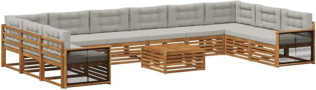 vidaXL Sofagarnitur aus Massivholz Akazie mit 11 Kissen im Latten-Design - Bild 1