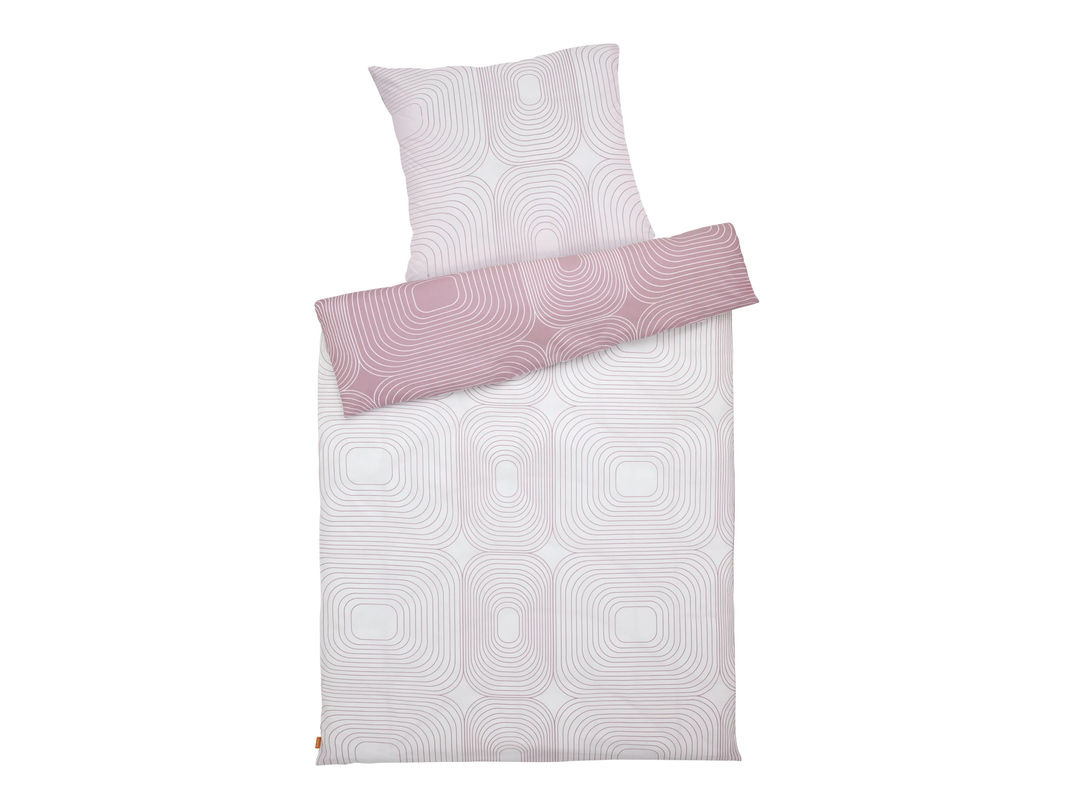 EMMA Bettwäsche Renforce aus Baumwolle gestreift in Pink/Weiß/Grau mit Reißverschluss B/H: 155 x 220 cm und 80 x 80 cm - Bild 2