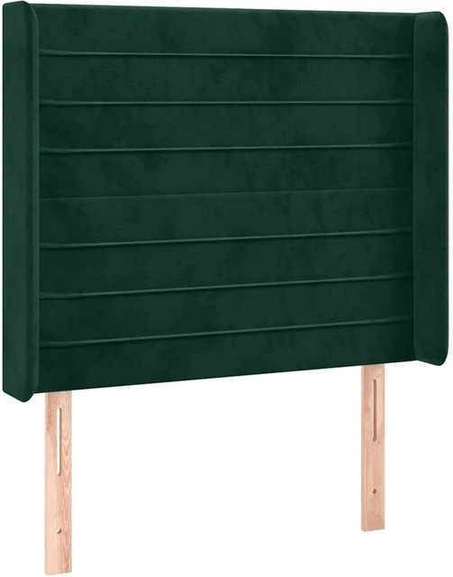 vidaXL Kopfteil mit Ohren in Dunkelgrün aus Samt, B/T/H: 83 x 16 x 118/128 cm - Bild 1