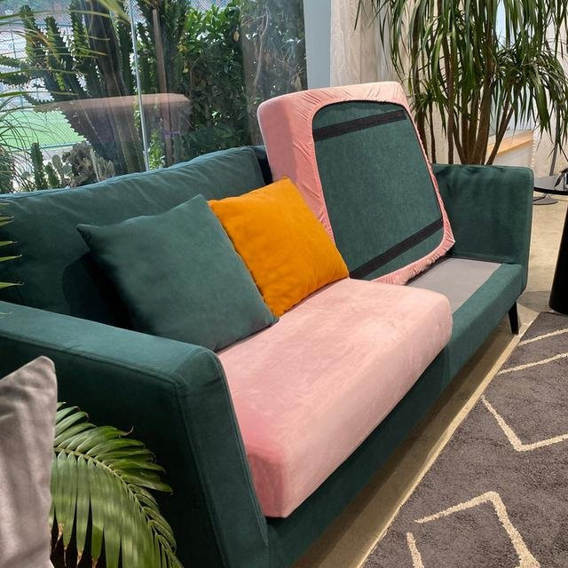 Yiran Furniture Dehnbarer Samtstoff Sofasitzkissenbezug in Pink für Ecksofas und Stühle - Bild 1