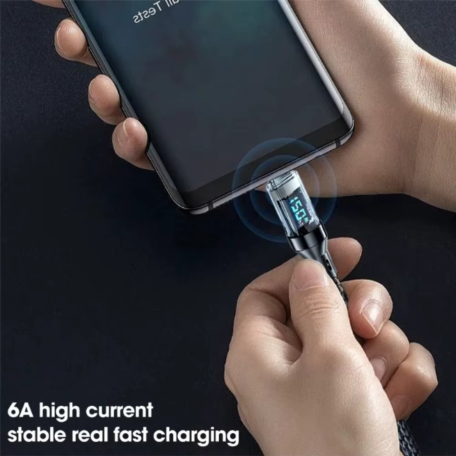 NNBILI USB-C auf USB-C Ladekabel mit 120 W Schnellladefunktion und LED-Anzeige in Schwarz - Bild 5