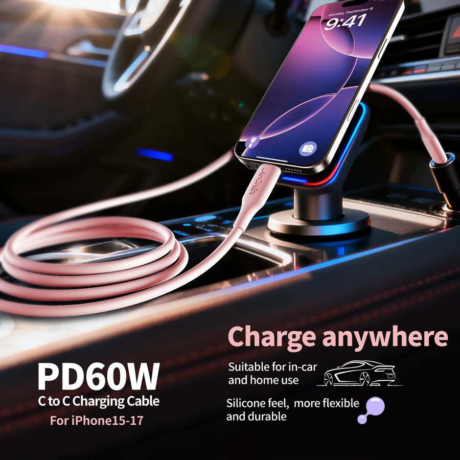 3er-Set LAIHONEN USB-C PD Schnellladekabel 60 W aus Silikon in Schwarz für iPhone und Android-Smartphones - Bild 6