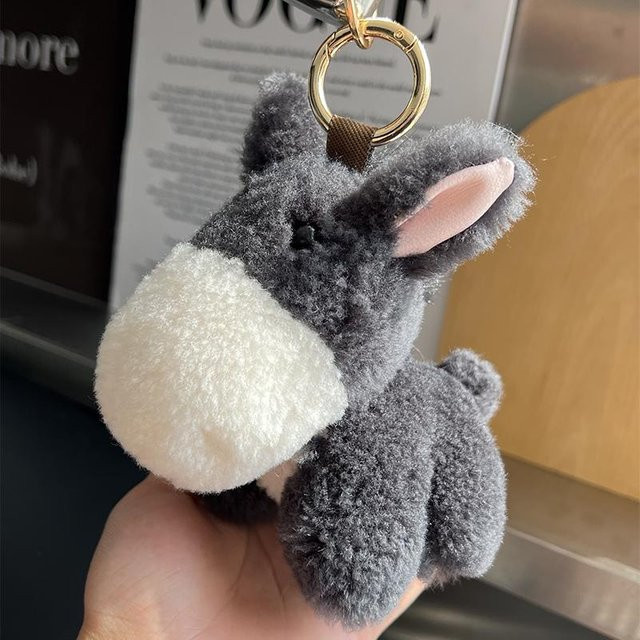 Schlüsselanhänger Woll-Esel-Puppe, Plüsch, dunkelgrau, Unisex - Bild 1