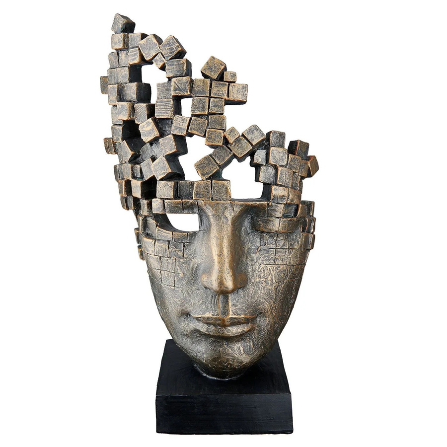 Gilde Skulptur Male Mask in Bronze und Schwarz, abstrakte Tischdekoration, Höhe: 30 cm, Breite: 16 cm - Bild 2