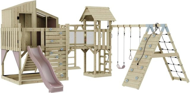 OutdoorToys Spielturm Gustav mit Trapezschaukel in Altrosa - Bild 1