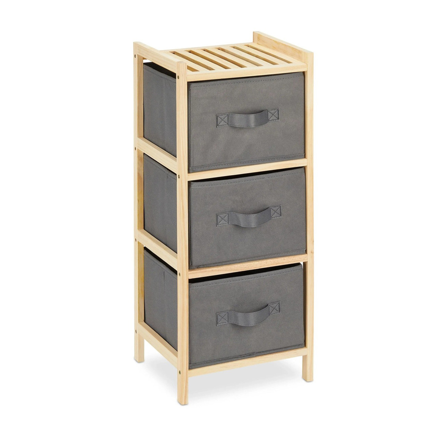 Relaxdays Badregal aus Holz in Grau mit 3 Körben, faltbar und freistehend, B/T/H: 65 x 28 x 25,5 cm - Bild 2