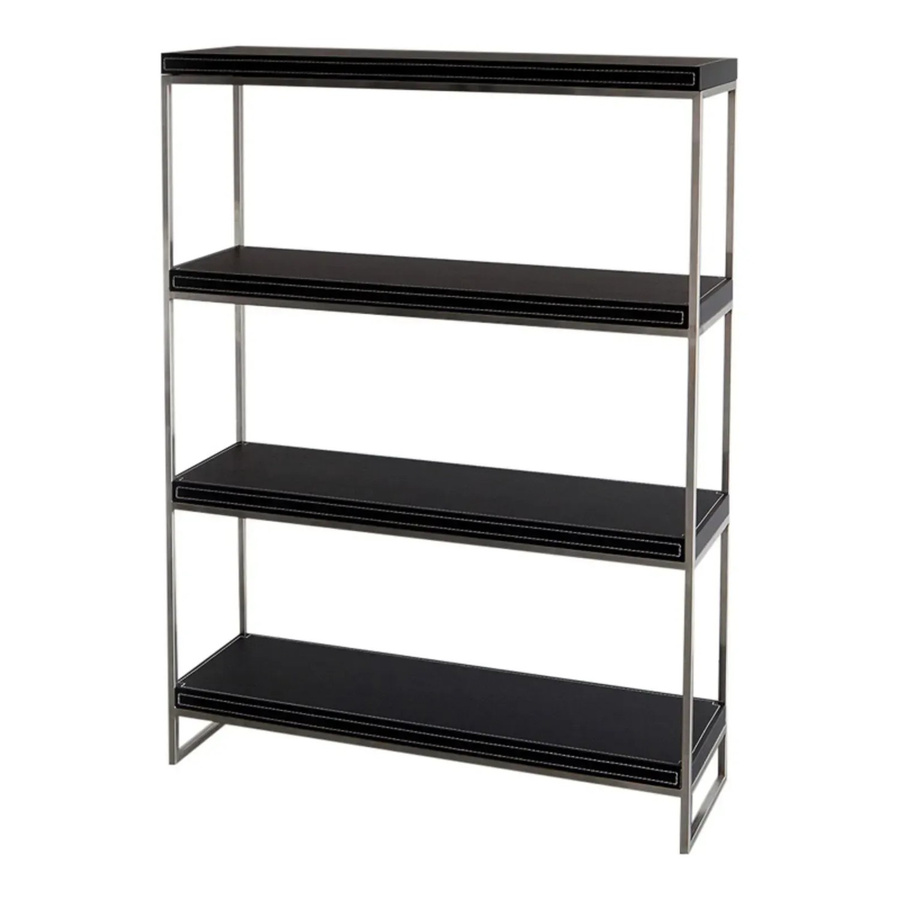 Jet-Line Aktenschrank Regal Forli in Schwarz mit Kunstleder Bezug, H: 114 cm, B: 100 cm, T: 30 cm - Bild 2