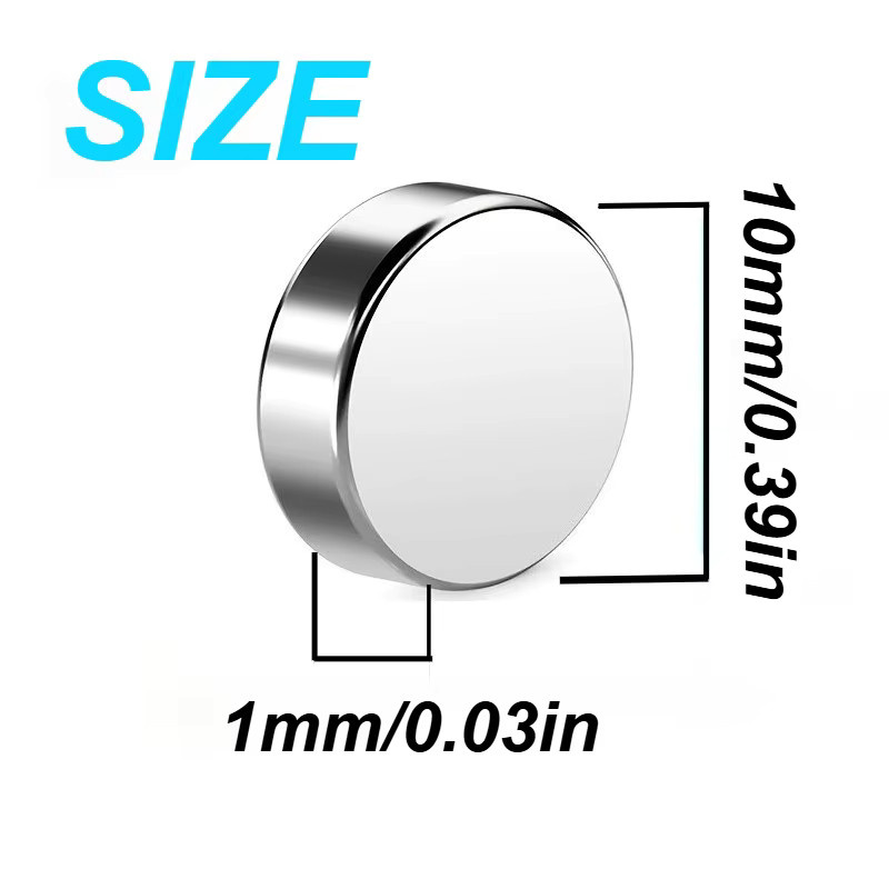 U-POLEMAG Runde Whiteboard-Magnete aus Metall in Silber, 10 Stück, Durchmesser: 10 mm, Stärke: 2 mm - Bild 2