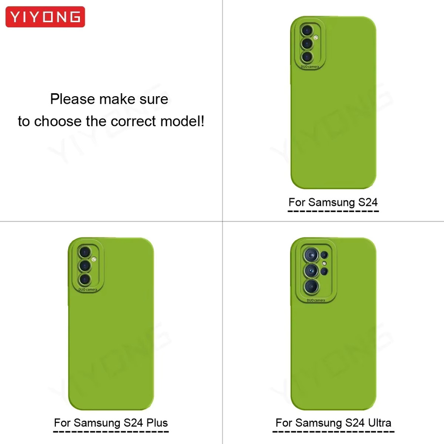 YIYONG Silikon Soft Cover Seidige Flüssigkeit Schutzhülle für Samsung Galaxy S25 S24 S23 S22 Plus und S22+ in Gelb und Grün - Bild 1