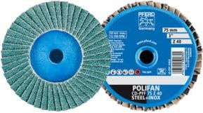 PFERD COMBIDISC Zirkon Mini-POLIFAN CD Schleifscheibe Blau Durchmesser: 75 mm für gehärteten Stahl - Bild 1