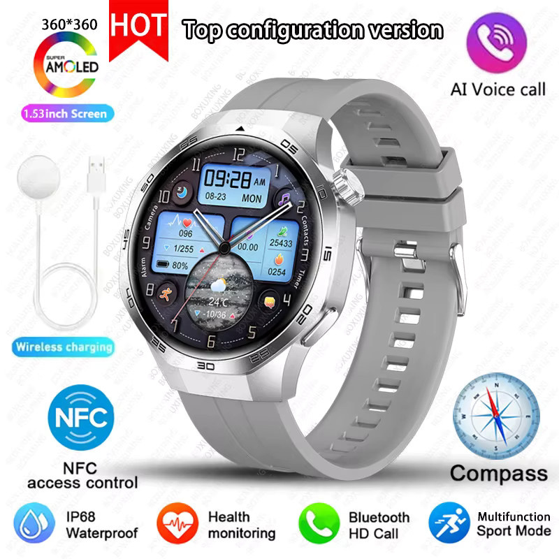 BOXUXING Smartwatch, Silber, Silikon, GPS, NFC, Unisex - Bild 7