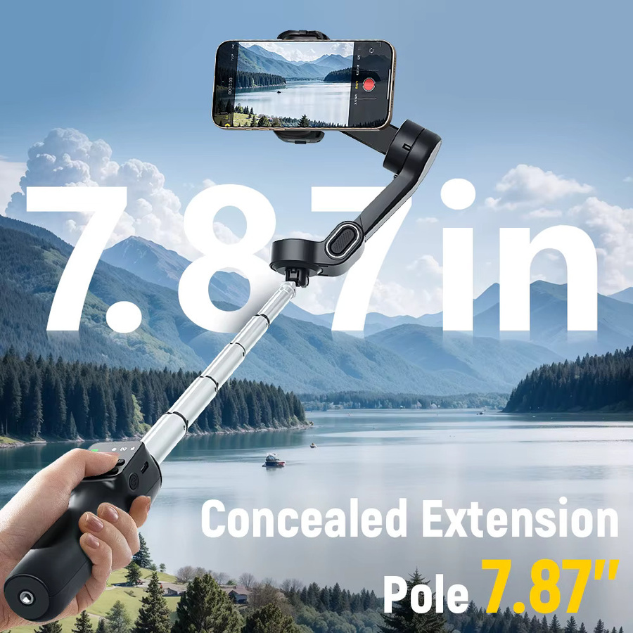 AOCHUAN Handheld Anti-Shake Gimbal Stabilisator mit Gesicht Tracking und Selfie Stick für iPhone und Android in Schwarz oder Weiß - Bild 6