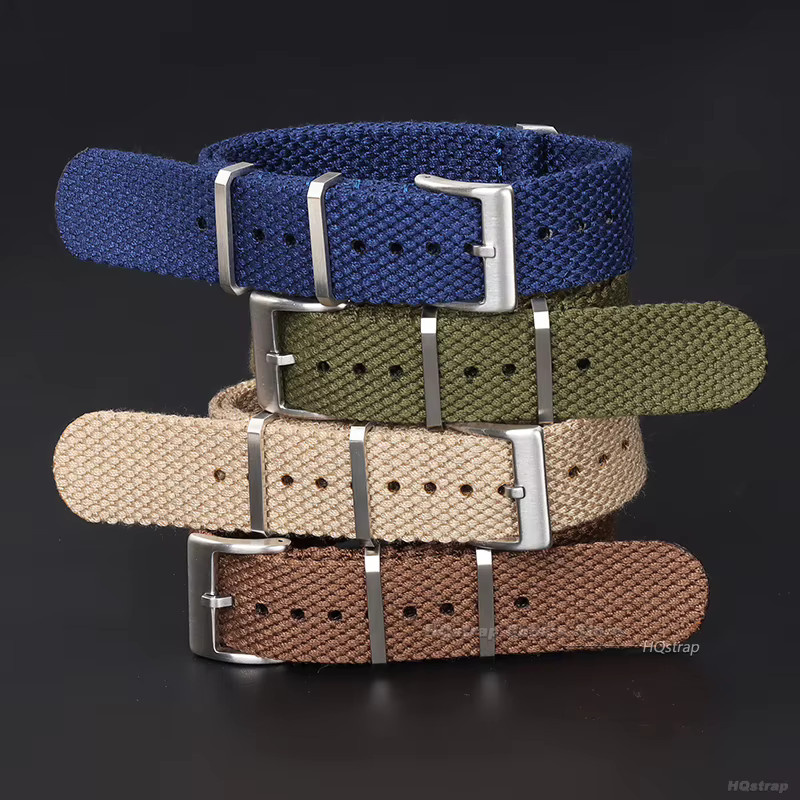 HQstrap Uhrenarmband Leinen Nylon, Army Green, Herren, 20mm 22mm - Bild 1